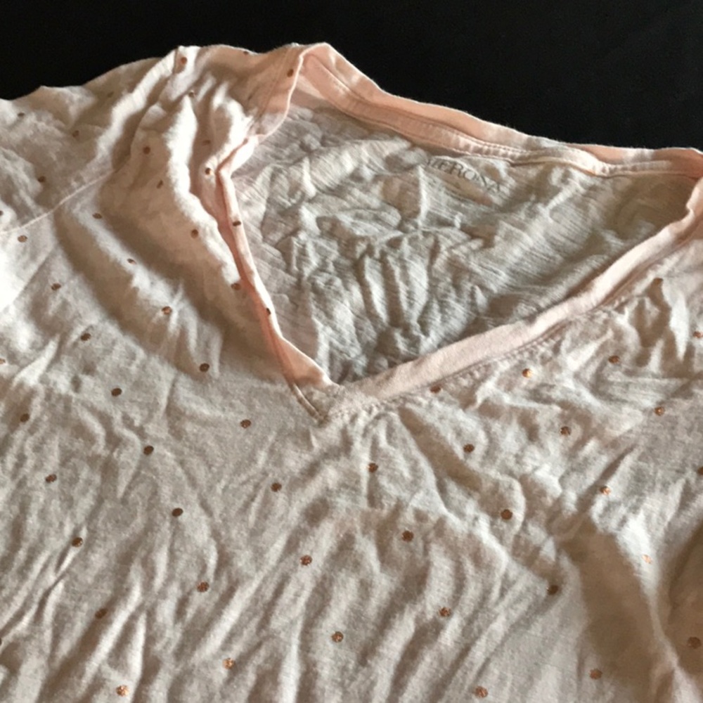 Pink and Rose Gold Polkadot V Neck